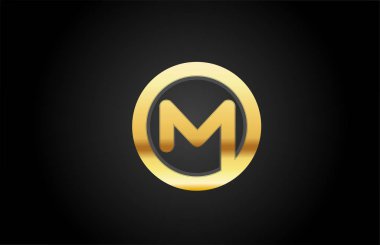 Altın altın metal M alfabe harfi logo tasarım ikonu lüks için 