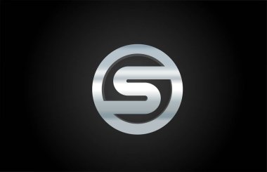 bir şirket için gümüş metal alfabe harfi S simgesi logo tasarımı