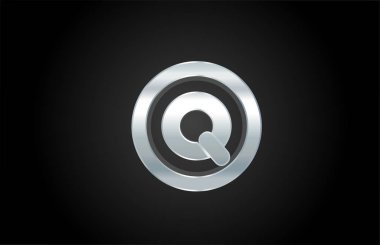 Bir şirket için gümüş metal alfabe harfi Q simgesi logo tasarımı