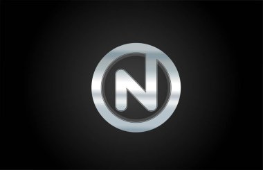 bir şirket için gümüş metal alfabe harfi N simgesi logo tasarımı