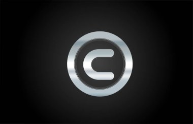 bir şirket için gümüş metal alfabe harfi C simgesi logo tasarımı