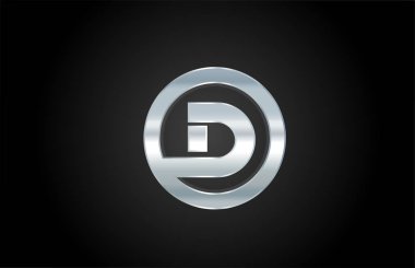 Bir şirket için gümüş metal alfabe harfi D simgesi logosu tasarımı
