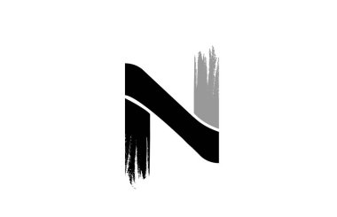 coco için siyah ve beyaz harf N grunge alfabe logo tasarım simgesi