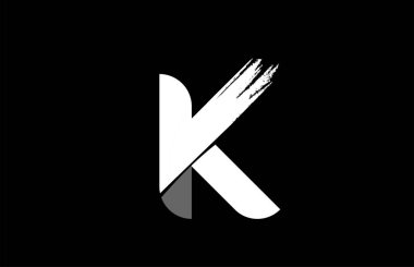 siyah arkaplan siyah beyaz harf K grunge alfabe logosu d