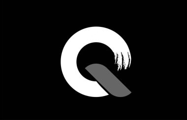siyah arkaplan siyah beyaz harf Q grunge alfabe logosu d