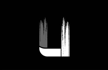 siyah arkaplan siyah beyaz harf U grunge alfabe logosu d