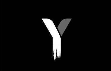 siyah arkaplan siyah beyaz harf Y grunge alfabe logosu d