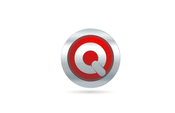 회사나 부시를 위한 빨간 금속 Q 알파벳 글자 로고 디자인 아이콘 — 스톡 벡터