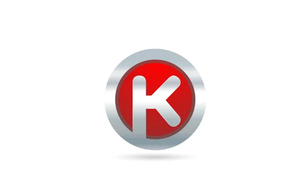 Icono de diseño de logotipo de letra de alfabeto K de metal rojo para empresa o busi — Archivo Imágenes Vectoriales