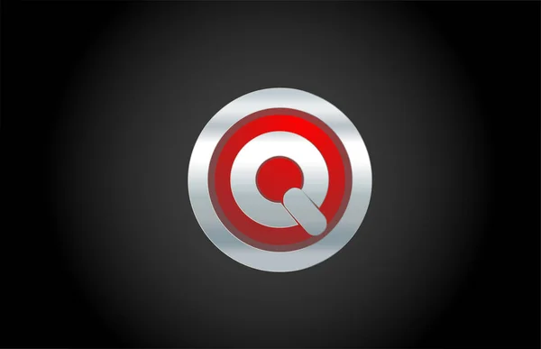 Schwarzer schwarzgrund rot metall q alphabet buchstabe logo design icon f — Stockvektor