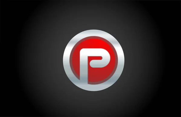 Zwart geslepen rood metaal P alfabet letter logo ontwerp icoon f — Stockvector
