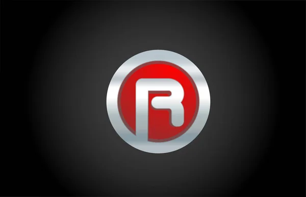 Černý black ground červený kov R abeceda písmeno logo design ikona f — Stockový vektor
