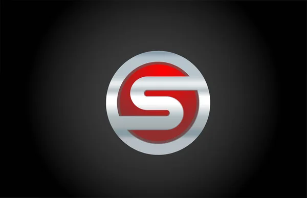 Zwart geslepen rood metaal S alfabet letter logo ontwerp icoon f — Stockvector