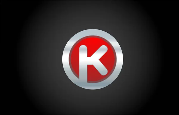 Noir fond noir rouge métal K lettre alphabet logo design icône f — Image vectorielle