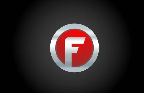 Black blackground piros fém F ábécé betű logó tervezés ikon f — Stock Vector