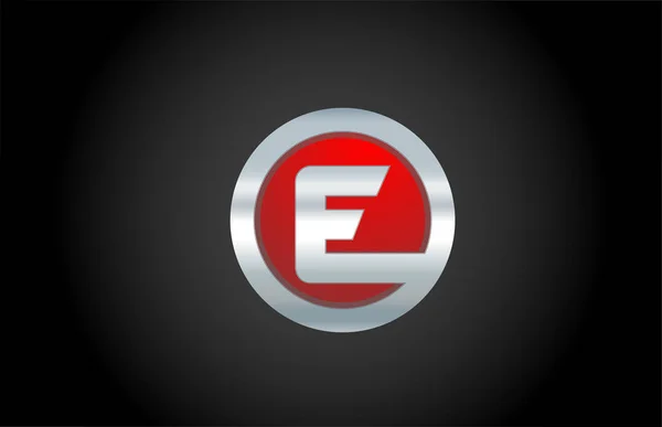 Black blackground red metal E alphabet lettre logo design icône f — Image vectorielle