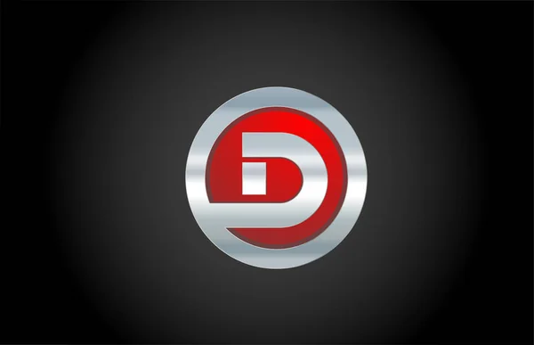 Schwarzer schwarzer Grund rotes Metall d Alphabet Buchstabe logo design icon f — Stockvektor