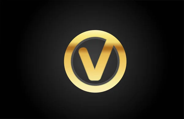 Gouden gouden metalen V alfabet letter logo ontwerp pictogram voor luxe — Stockvector