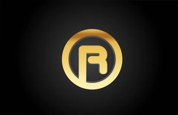 Ouro dourado metal R alfabeto letra logotipo design ícone para luxo — Vetor de Stock