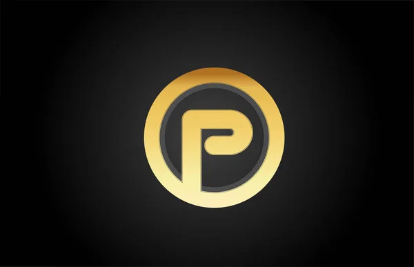 Золотий золотий метал P абетка літери логотип іконка дизайну для розкоші — стоковий вектор