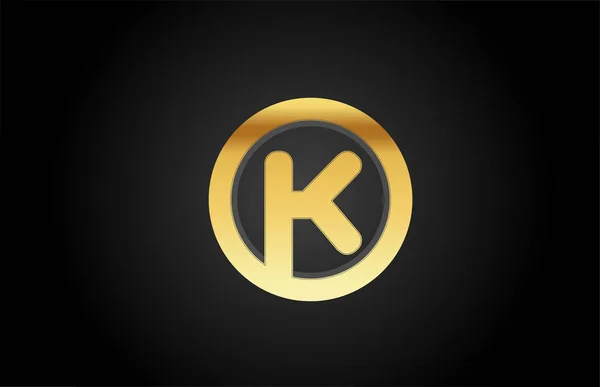 Gold golden metal K alphabet letter logo design icon for luxury — Stock Vector