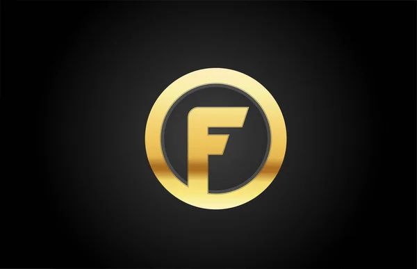 Złoto złoty metal litera F alfabet logo projekt ikona dla luksusowych — Wektor stockowy