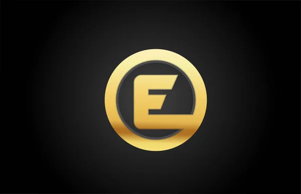 Altın altın metal E alfabe harfi logo tasarım ikonu lüks için — Stok Vektör