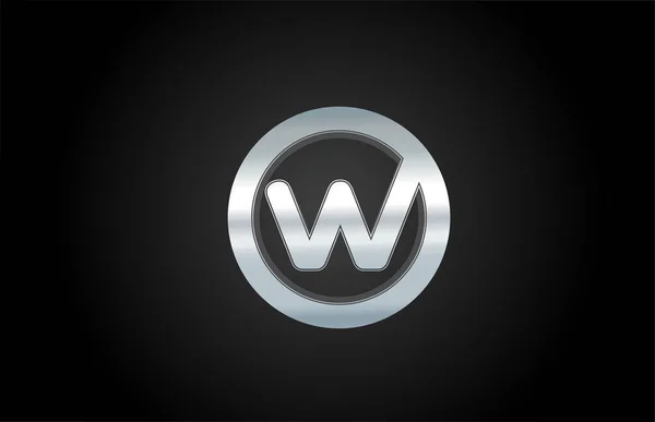 Bir şirket için gümüş metal alfabe harfi W simgesi logosu tasarımı — Stok Vektör