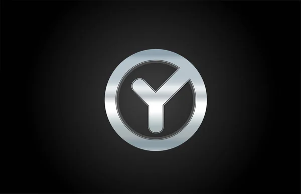 Stříbrná metalová abeceda písmeno Y logo design pro společnost — Stockový vektor