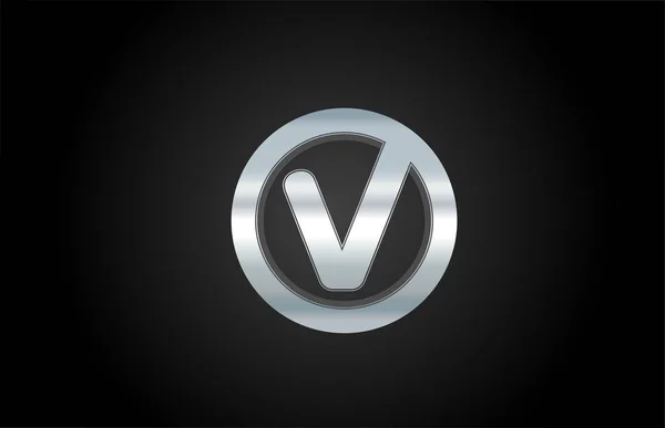 Silber Metall Alphabet Buchstabe v Symbol Logo-Design für ein Unternehmen — Stockvektor