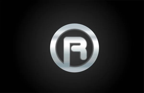 Argento metallo alfabeto lettera R icona logo design per una società — Vettoriale Stock