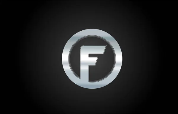 Silver metal alphabet letter F icon logo design for a company — ストックベクタ