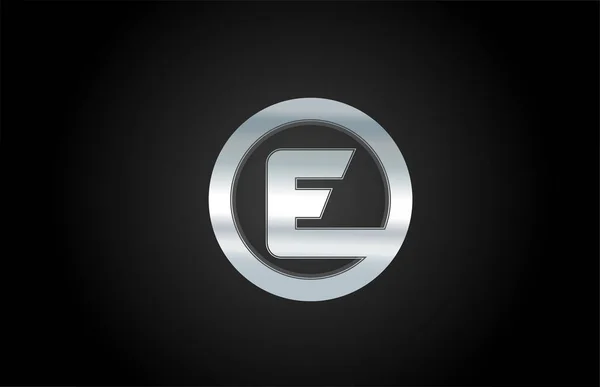 Серебристый металл буква алфавита E иконка дизайн логотипа компании — стоковый вектор