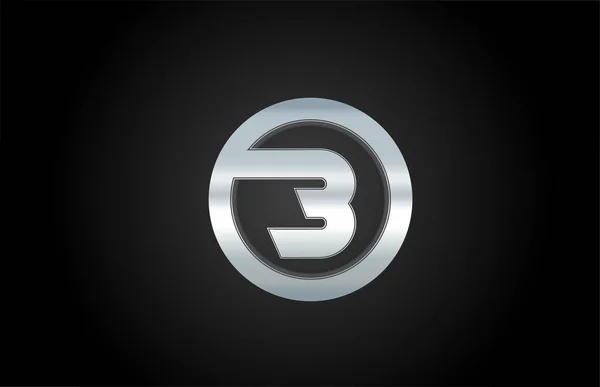Alphabet métal argent lettre B icône logo design pour une entreprise — Image vectorielle