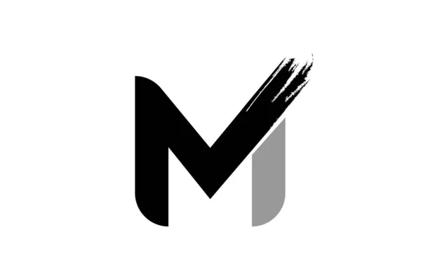 Black and white letter M grunge alphabet logo design icon for co — ストックベクタ