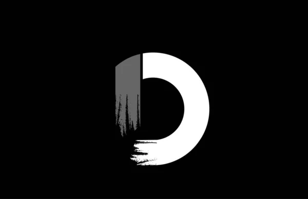 Zwarte achtergrond zwart met witte letter D grunge alfabet logo d — Stockvector