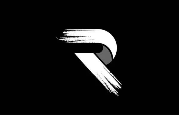 Nero sfondo bianco e nero lettera R grunge alfabeto logo d — Vettoriale Stock