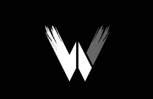 Negro fondo blanco y negro letra W grunge alfabeto logotipo d — Vector de stock