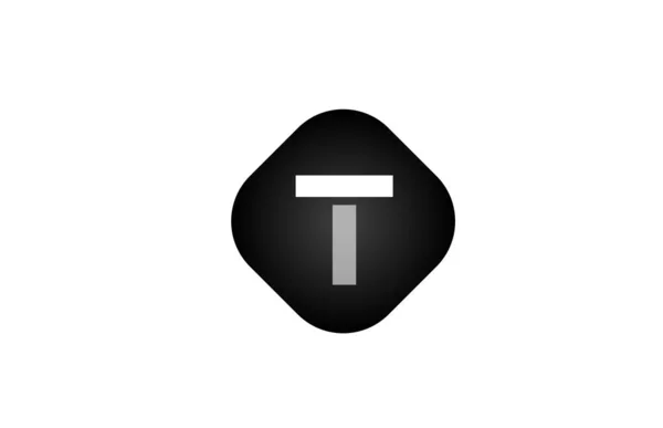 T alfabeto letra logo blanco y negro en forma de rombo diseño i — Archivo Imágenes Vectoriales