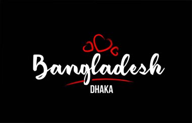Bangladeş ülkesi, siyah arka planda, kırmızı kalpli ve ben...