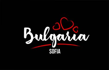 Bulgaristan 'da siyah zemin üzerinde kırmızı aşk kalbi ve onun