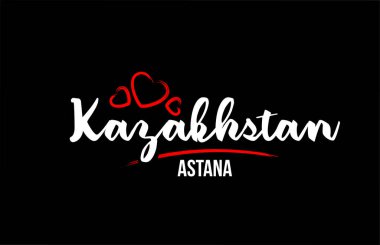 Kazakistan ülkesi, siyah arka planda, kırmızı kalpli ve ben...