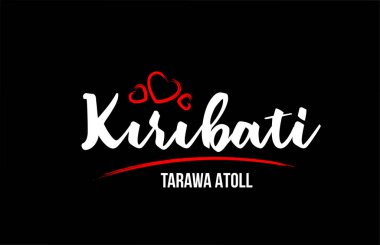 Kiribati ülkesi, siyah arka planda, kırmızı aşk kalbiyle.