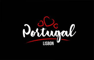 Portekiz 'de siyah zemin üzerinde kırmızı aşk kalbi ve onun