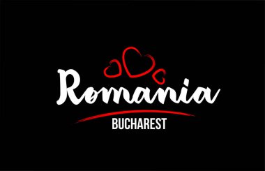 Romanya 'da siyah zemin üzerinde kırmızı aşk kalbi ve onun 