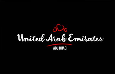 Birleşik Arap Emirlikleri ülkesi, siyah arka planda, kızıl aşkla...