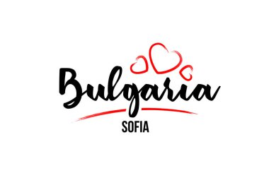 Kırmızı kalpli ve başkenti Sofya kreatına sahip Bulgaristan ülkesi