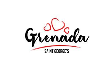 Kızıl kalpli Grenada ülkesi ve başkenti Aziz George.