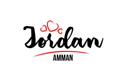 Ürdün ülkesi, kırmızı kalpli ve başkenti Amman Creativ