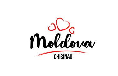 Kızıl kalpli Moldova ülkesi ve başkenti Chisinau Cre